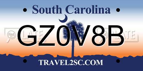 GZ0V8B South Carolina License Plate
