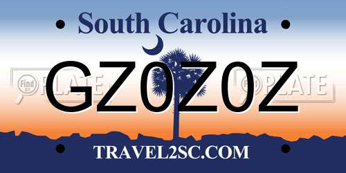 GZ0Z0Z South Carolina License Plate