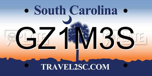 GZ1M3S South Carolina License Plate