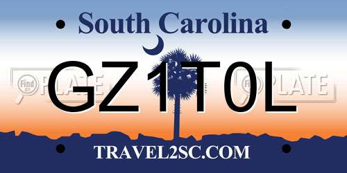 GZ1T0L South Carolina License Plate