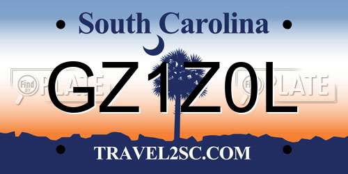 GZ1Z0L South Carolina License Plate