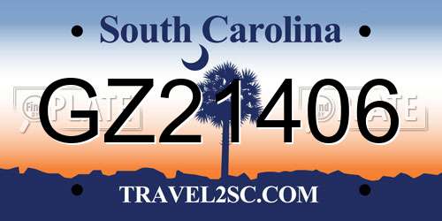 GZ21406 South Carolina License Plate