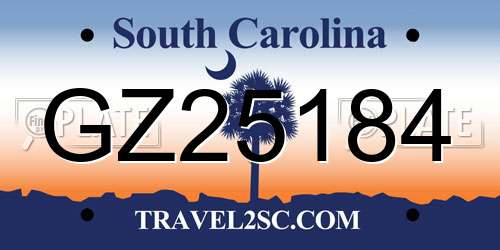 GZ25184 South Carolina License Plate