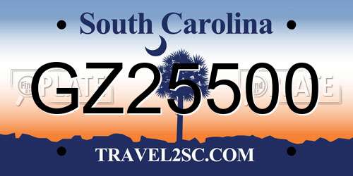 GZ25500 South Carolina License Plate