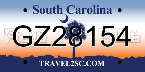 GZ28154 South Carolina License Plate