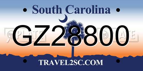 GZ28800 South Carolina License Plate