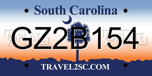GZ2B154 South Carolina License Plate