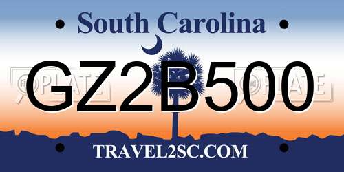 GZ2B500 South Carolina License Plate