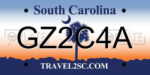 GZ2C4A South Carolina License Plate