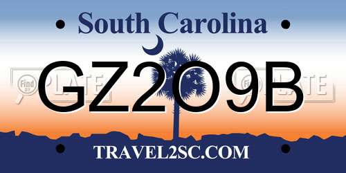 GZ2O9B South Carolina License Plate