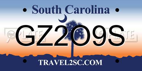 GZ2O9S South Carolina License Plate