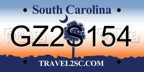 GZ2S154 South Carolina License Plate