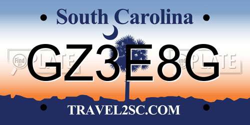 GZ3E8G South Carolina License Plate