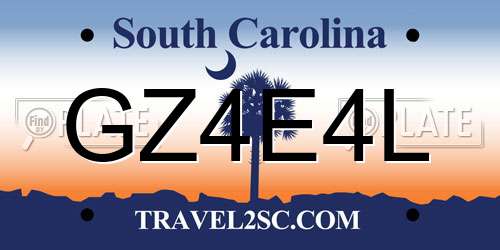 GZ4E4L South Carolina License Plate