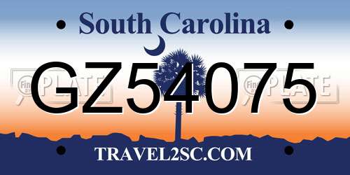 GZ54075 South Carolina License Plate