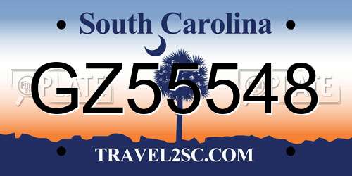 GZ55548 South Carolina License Plate