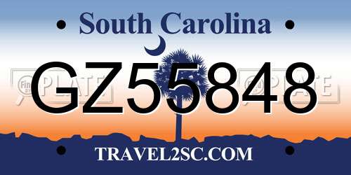 GZ55848 South Carolina License Plate