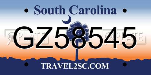 GZ58545 South Carolina License Plate