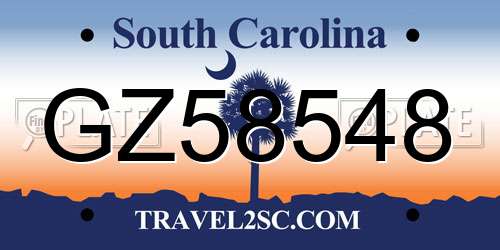 GZ58548 South Carolina License Plate