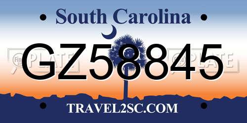 GZ58845 South Carolina License Plate