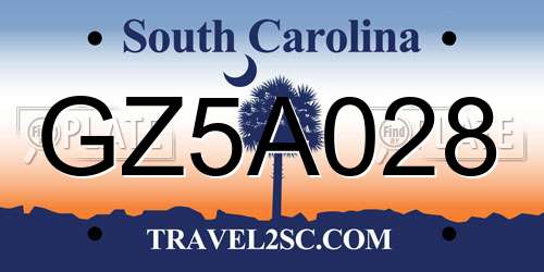GZ5A028 South Carolina License Plate