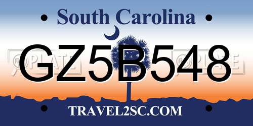 GZ5B548 South Carolina License Plate