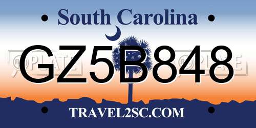 GZ5B848 South Carolina License Plate