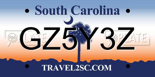 GZ5Y3Z South Carolina License Plate
