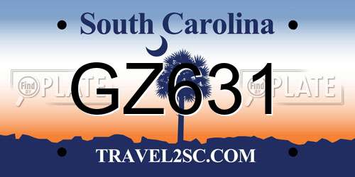 GZ631 South Carolina License Plate