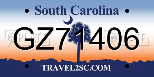 GZ71406 South Carolina License Plate