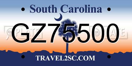 GZ75500 South Carolina License Plate