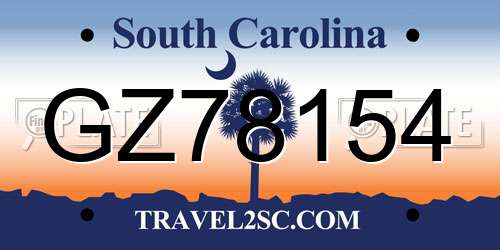 GZ78154 South Carolina License Plate