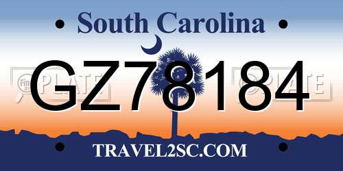 GZ78184 South Carolina License Plate