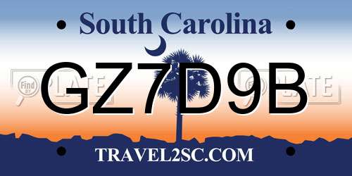 GZ7D9B South Carolina License Plate