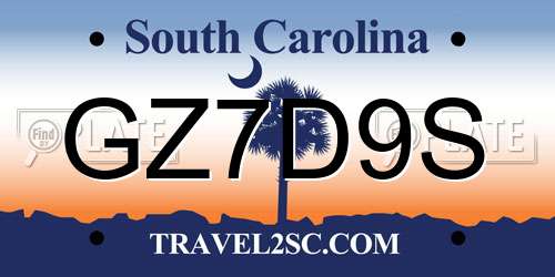 GZ7D9S South Carolina License Plate