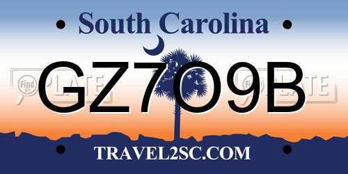 GZ7O9B South Carolina License Plate