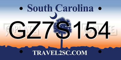GZ7S154 South Carolina License Plate