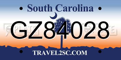 GZ84028 South Carolina License Plate