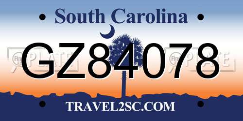 GZ84078 South Carolina License Plate