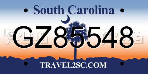 GZ85548 South Carolina License Plate