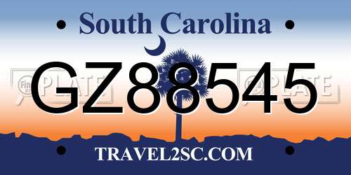 GZ88545 South Carolina License Plate