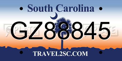 GZ88845 South Carolina License Plate