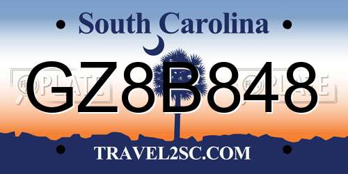 GZ8B848 South Carolina License Plate