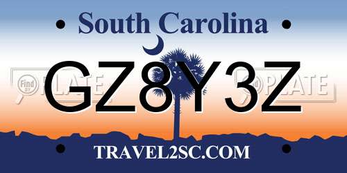 GZ8Y3Z South Carolina License Plate