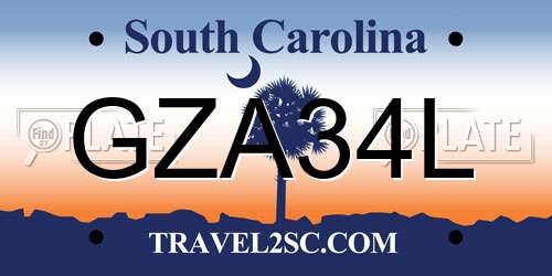 GZA34L South Carolina License Plate