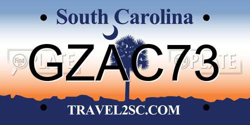 GZAC73 South Carolina License Plate