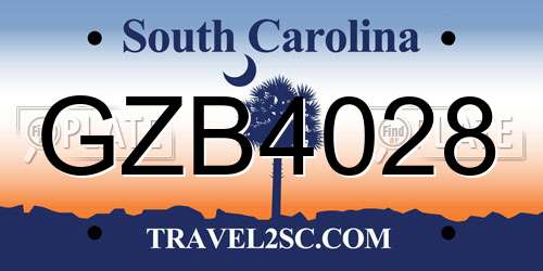 GZB4028 South Carolina License Plate