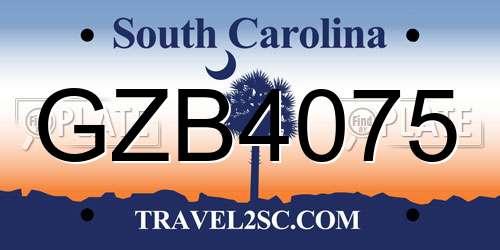 GZB4075 South Carolina License Plate