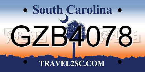 GZB4078 South Carolina License Plate