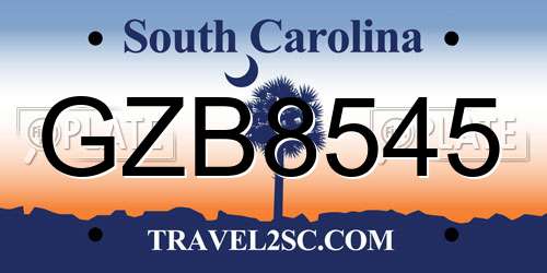 GZB8545 South Carolina License Plate